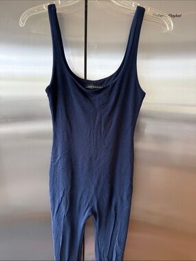 naked wardrobe navy scoop neck sleeveless jumpsuit